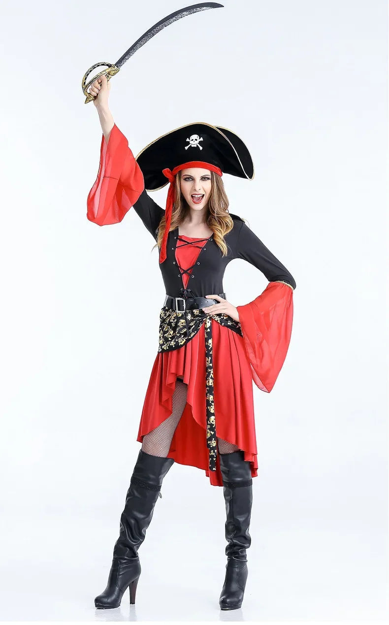 Mistrz Piratów Kostium Damski | Midi, Klasyczny Styl, Poliester 4