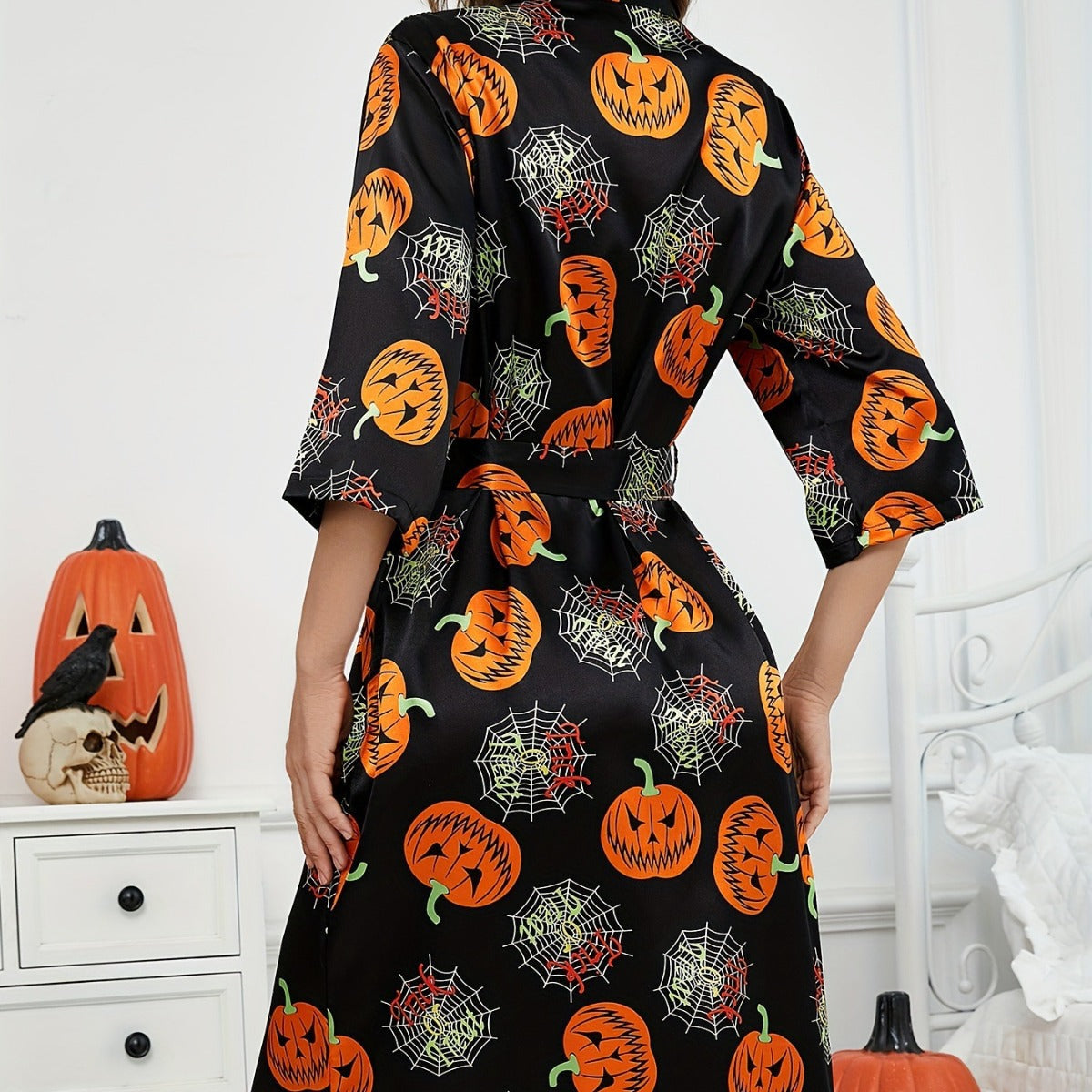 Kiki Damskie Kimono | Wesoły Print Dyniowy, Luźny Krój 3