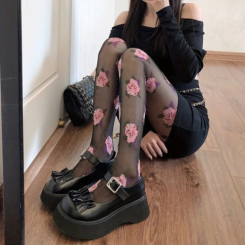 Róża Damskie Rajstopy | Wzór Różany, Vintage Floral Pattern 3
