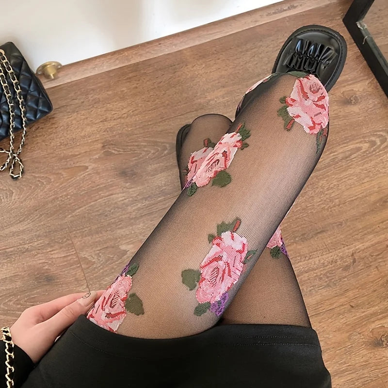 Róża Damskie Rajstopy | Wzór Różany, Vintage Floral Pattern 4