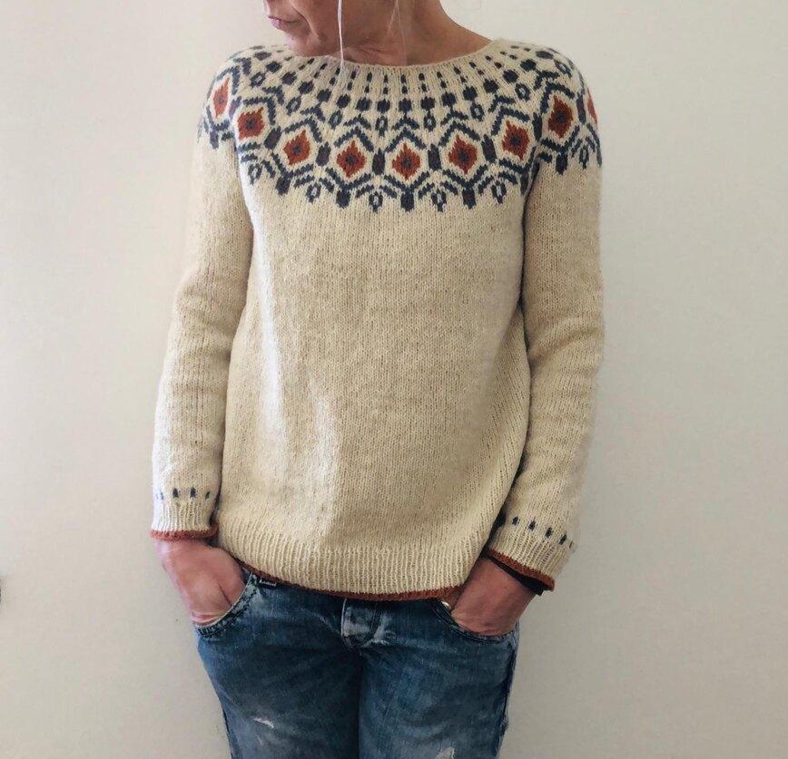 Damski Sweter Geometryczny Wzór, Długie Rękawy, Casual