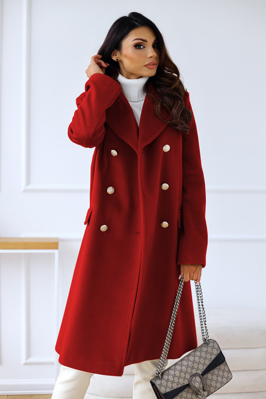Diana Women's Winter Trench Coat | Classic Revers Collar, Elegant Beige 8