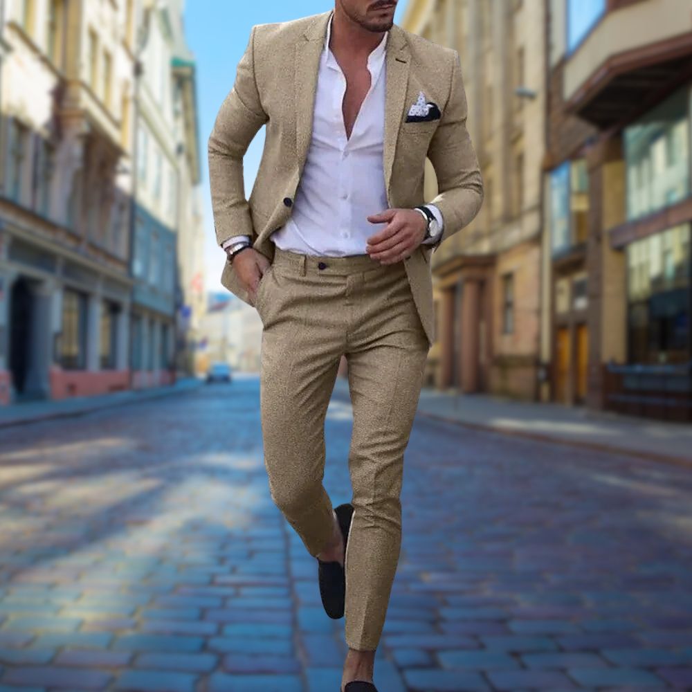 Męski letni garnitur slim fit
