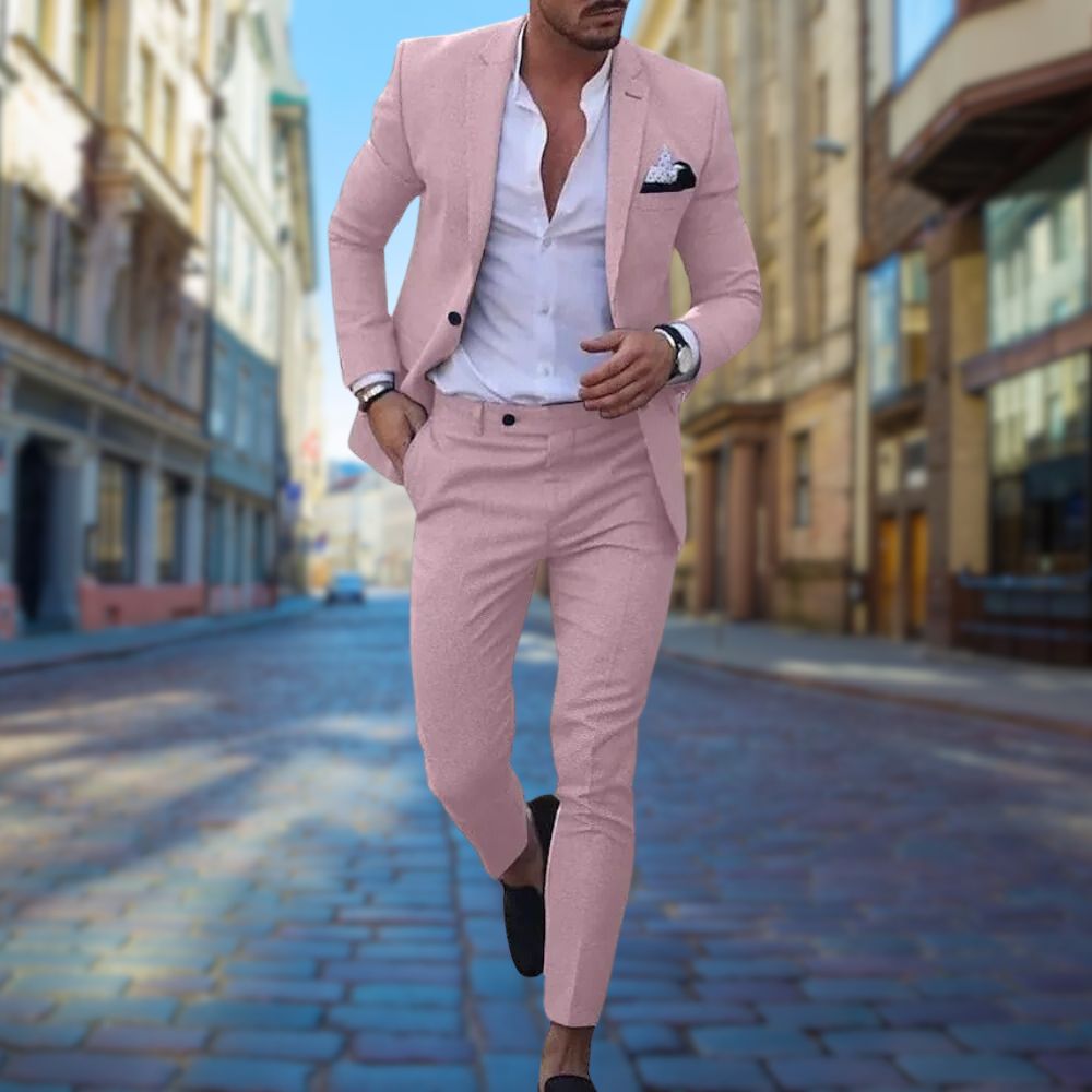 Męski letni garnitur slim fit