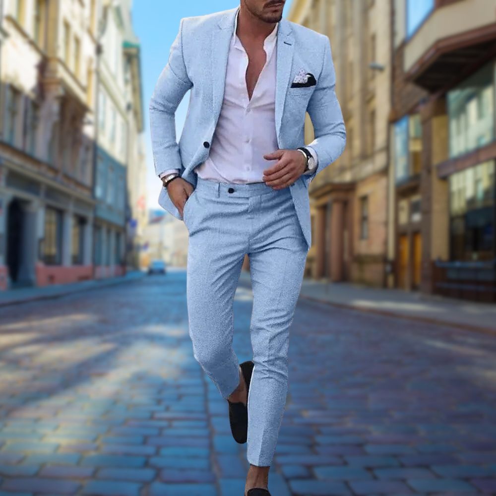 Męski letni garnitur slim fit