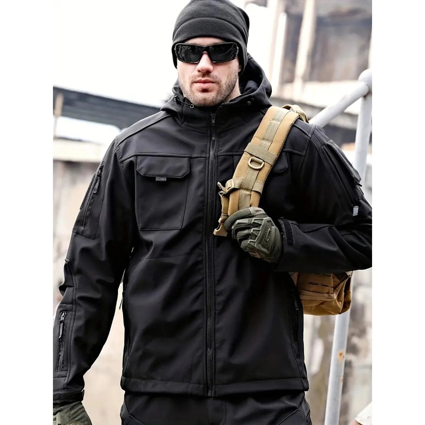 Mistrz Męska Kurtka Softshell | Wodoodporna, Regulowany Kaptur, Czarna 5