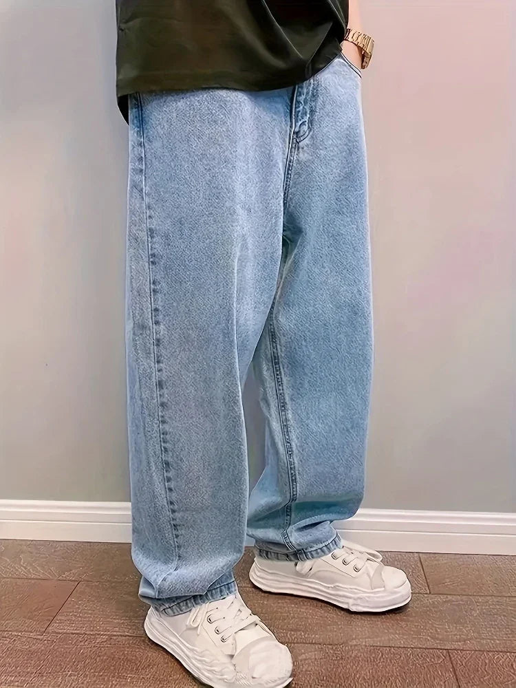 Miko Męskie Jeansy | Baggy, 100% Bawełna, Jasnoniebieskie, Duże Rozmiary 2