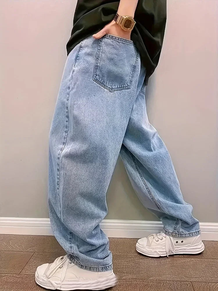Miko Męskie Jeansy | Baggy, 100% Bawełna, Jasnoniebieskie, Duże Rozmiary 3