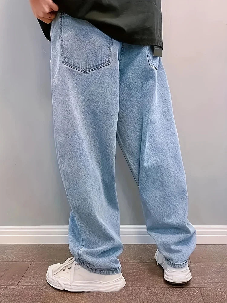 Miko Męskie Jeansy | Baggy, 100% Bawełna, Jasnoniebieskie, Duże Rozmiary 4