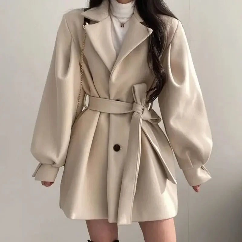 Mela Women's Trench Coat | Black, Oversized with Belt 1