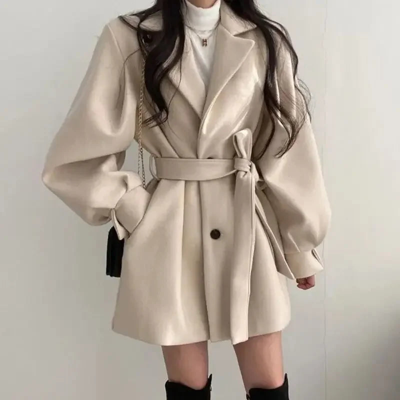 Mela Women's Trench Coat | Black, Oversized with Belt 4