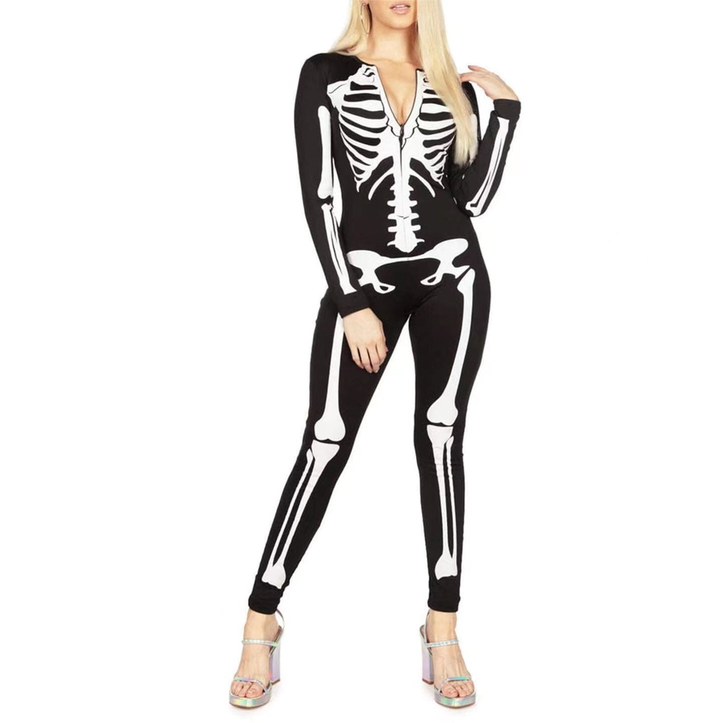 Skelettowy Kostium dla Dorosłych | Elastyczny Materiał, Idealny na Halloween 1