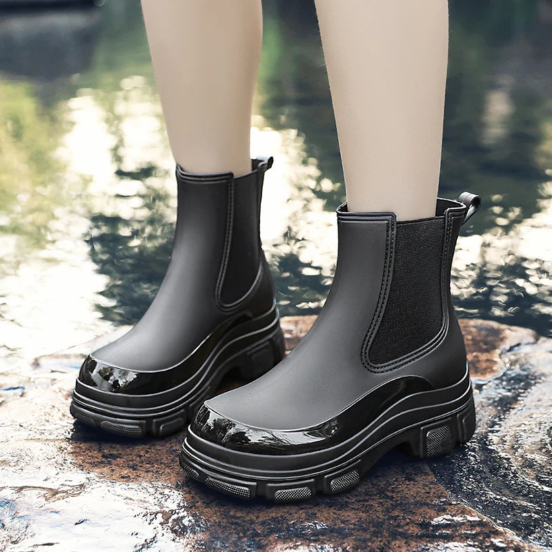 Maja Damskie Buty Gumowe | Wodoodporny Kauczuk, Krótkie Chelsea 1