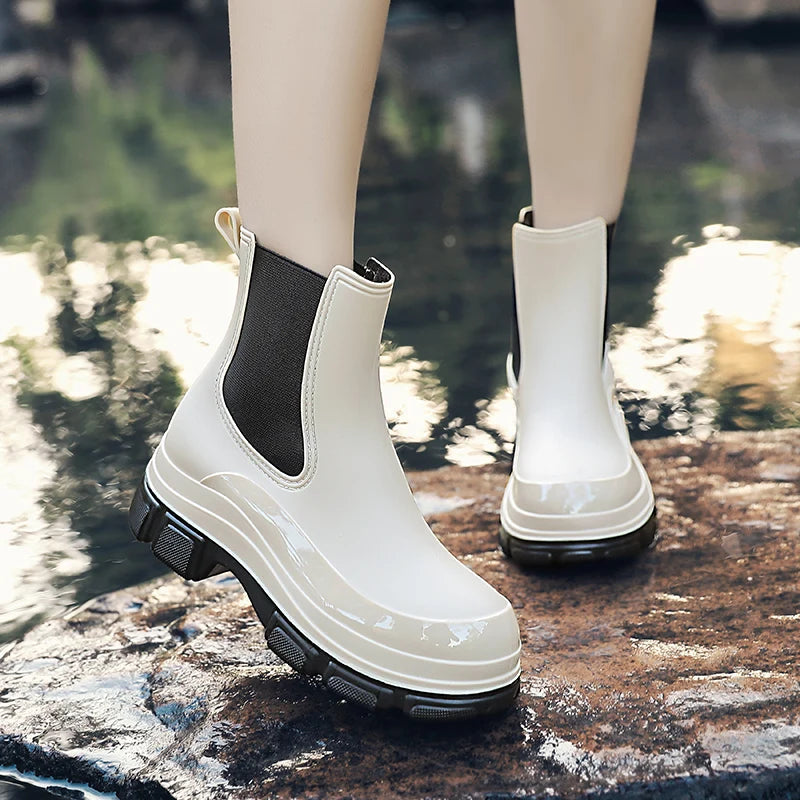 Maja Damskie Buty Gumowe | Wodoodporny Kauczuk, Krótkie Chelsea 4