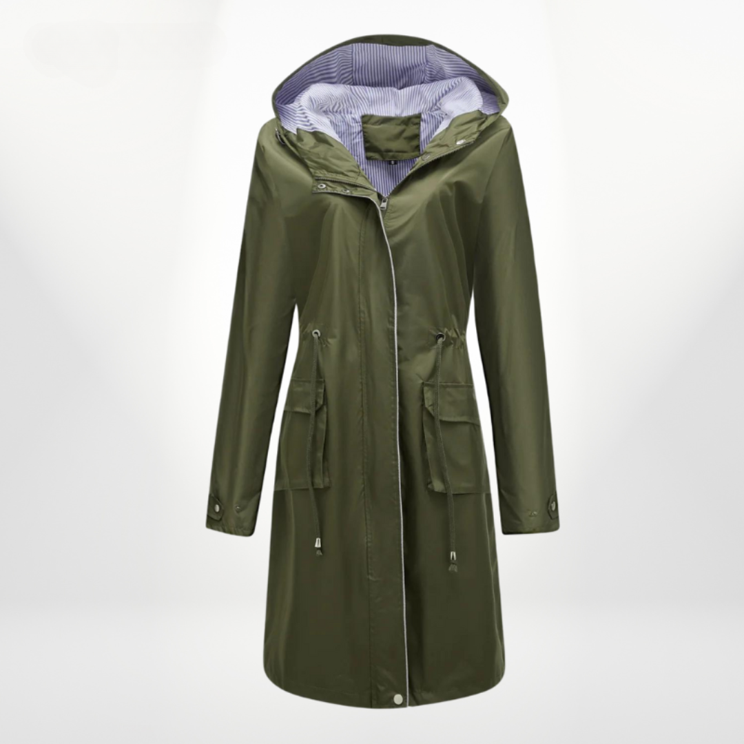 Margo Women's Raincoat | Waterproof with Hood, Black Trenchcoat 2
