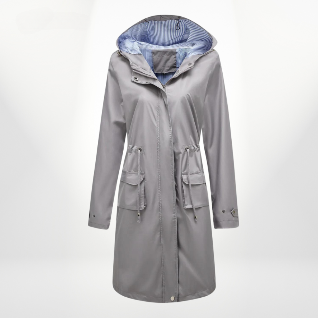 Margo Women's Raincoat | Waterproof with Hood, Black Trenchcoat 5