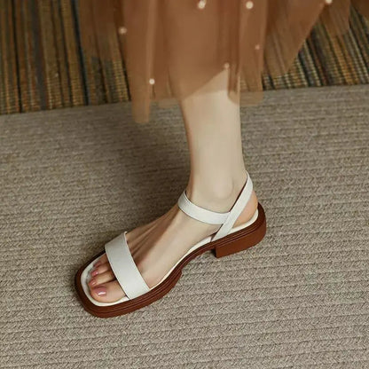 Damskie Sandały Na Słupku, Ekologiczna Skóra, Retro Styl