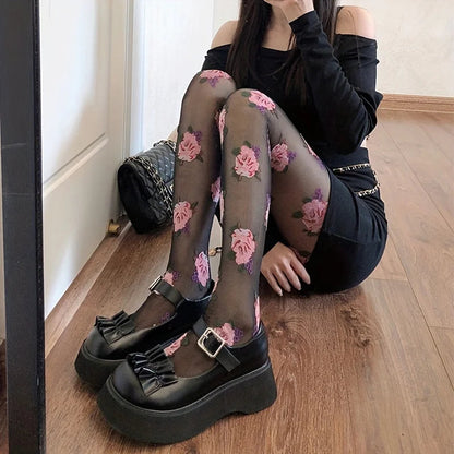 Róża Damskie Rajstopy | Wzór Różany, Vintage Floral Pattern 3
