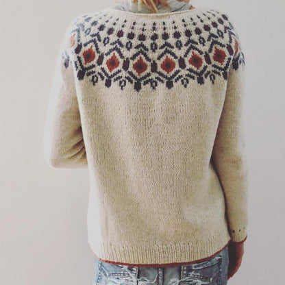 Damski Sweter Geometryczny Wzór, Długie Rękawy, Casual