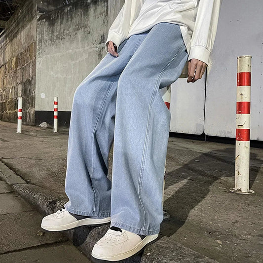 Błyskotliwe Jeansy Męskie Baggy | 100% Bawełna, Luźny Krój Niebieskie 0
