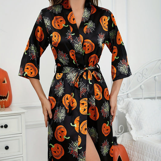 Kiki Damskie Kimono | Wesoły Print Dyniowy, Luźny Krój 0