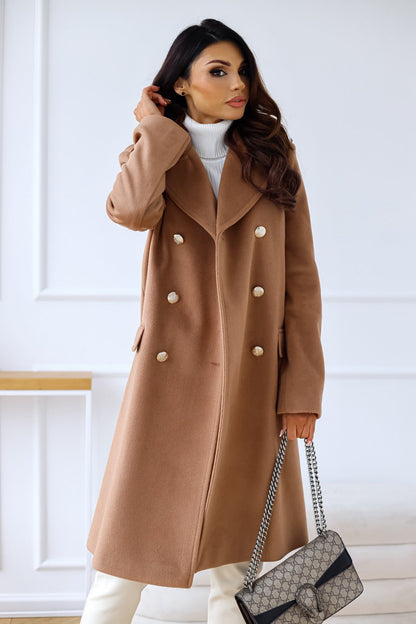 Diana Women's Winter Trench Coat | Classic Revers Collar, Elegant Beige 1
