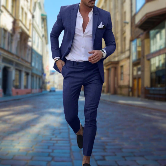 Męski letni garnitur slim fit