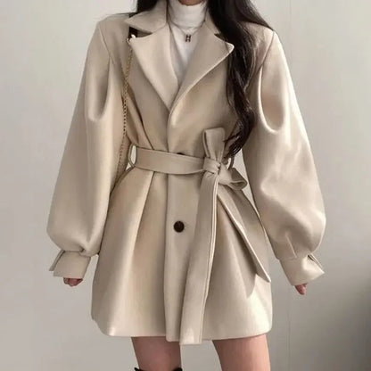 Mela Women's Trench Coat | Black, Oversized with Belt 1