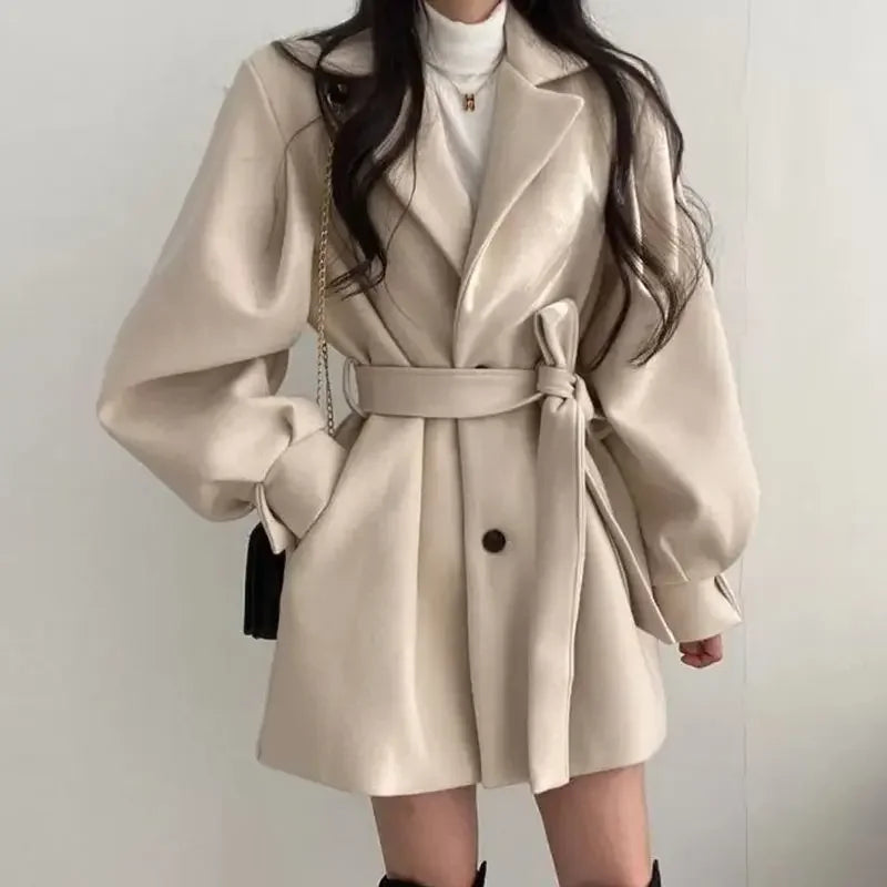 Mela Women's Trench Coat | Black, Oversized with Belt 2
