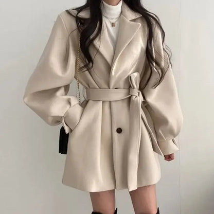 Mela Women's Trench Coat | Black, Oversized with Belt 2