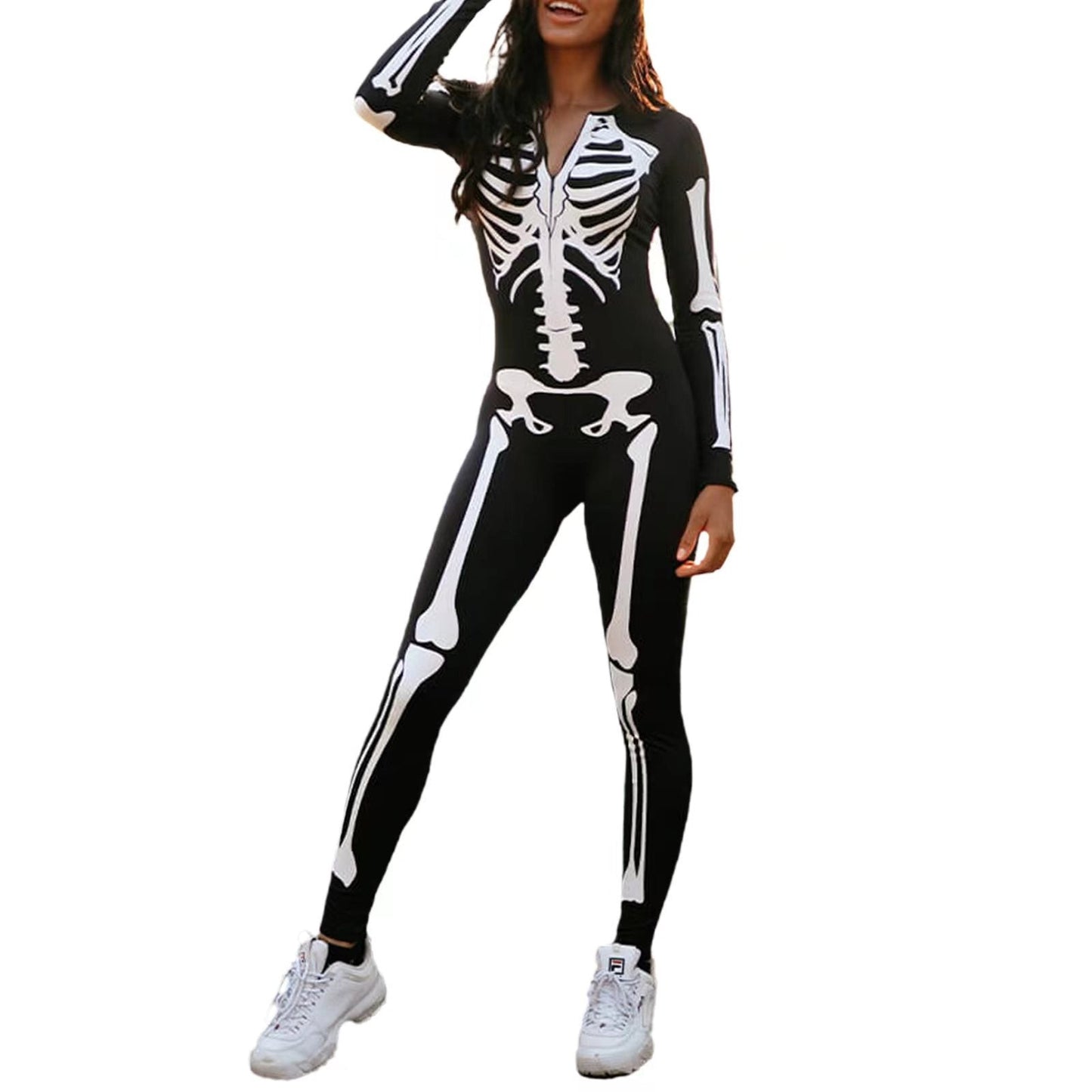 Skelettowy Kostium dla Dorosłych | Elastyczny Materiał, Idealny na Halloween 3