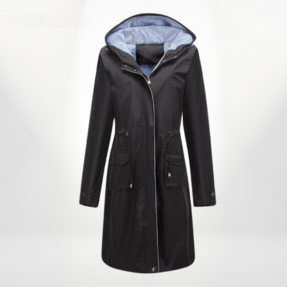 Margo Women's Raincoat | Waterproof with Hood, Black Trenchcoat 6